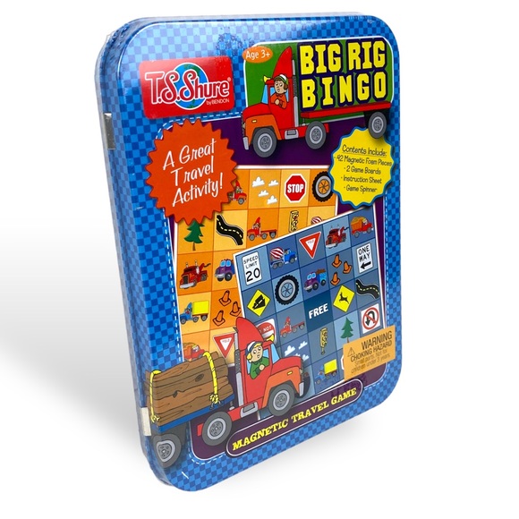 Big Rig Bingo Magnetic Travel Game Tin Storage Case Car Trip Activity TS Shure - Picture 3 of 10